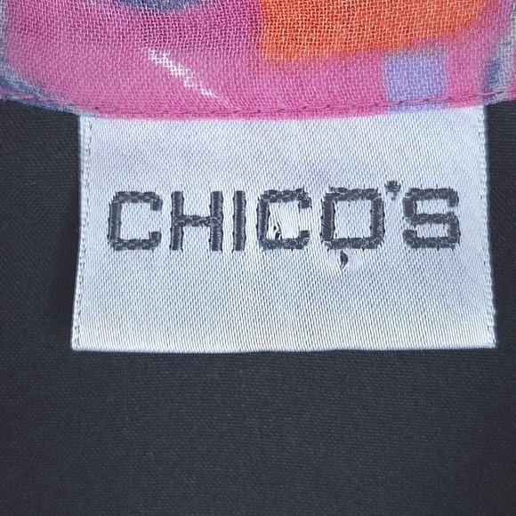 Chicos Jacket 1 Medium Silk Patchwork Artsy Art To Wear Colorful Floral Boho - Picture 2 of 9